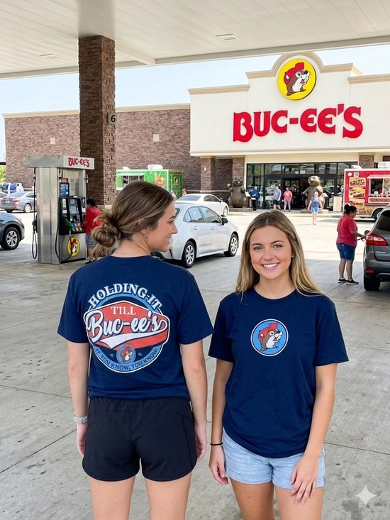 Tops - Buc-ee's Navy Logo Tee - Beaver Logo Front & Back